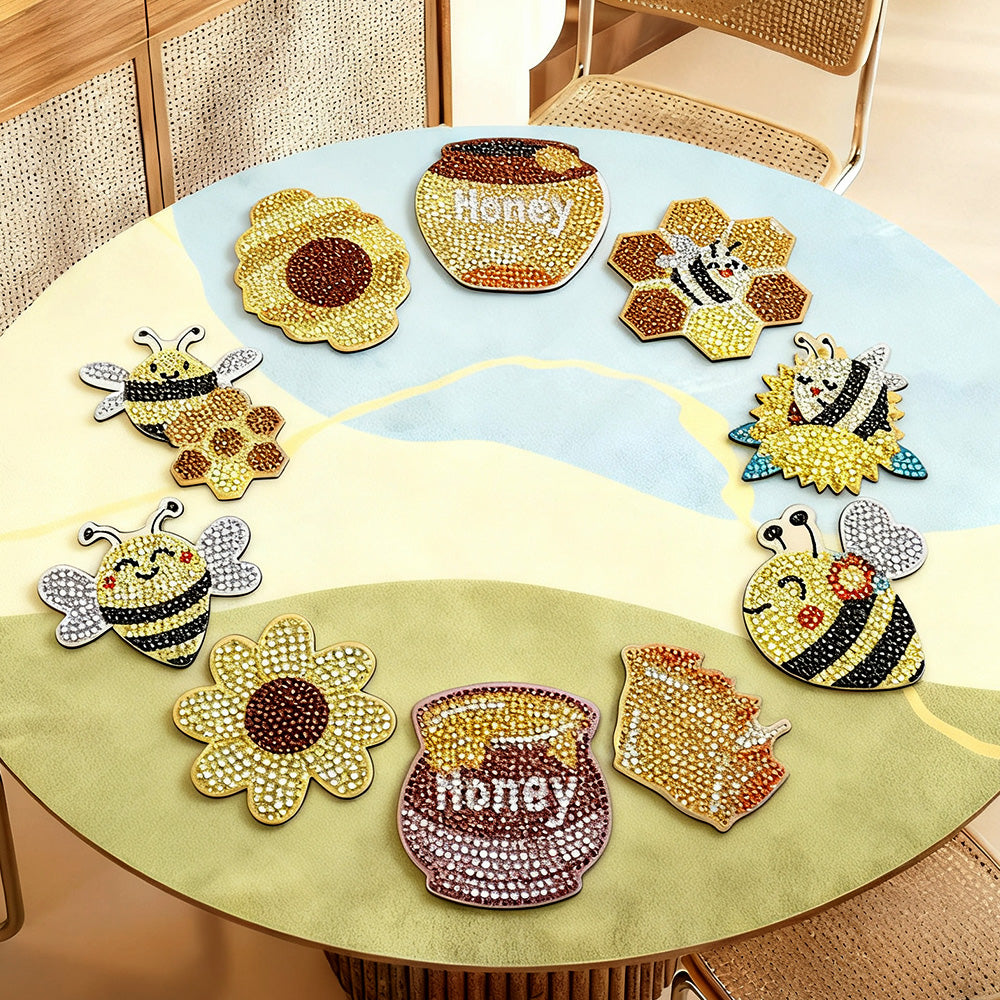 DIY Honeybee Diamond Painting Coasters