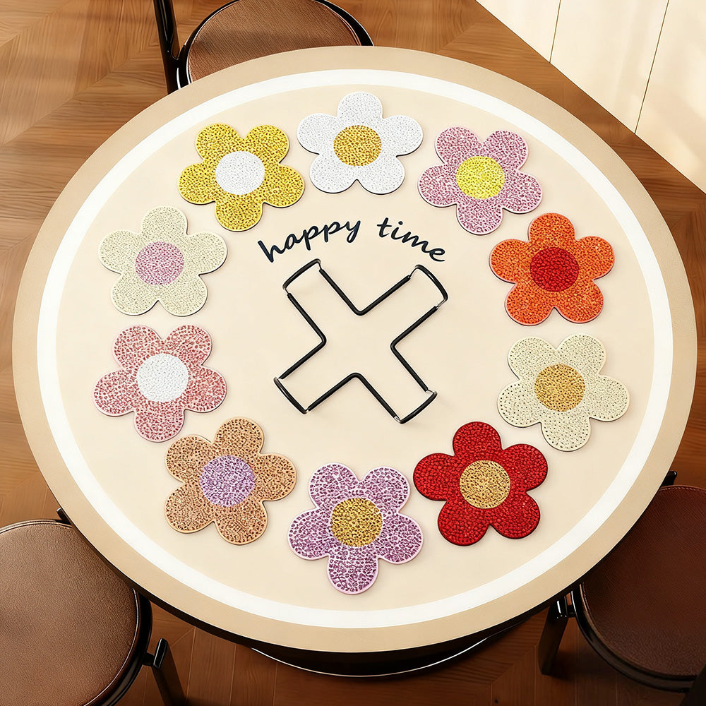 DIY Flower F Diamond Painting Coasters