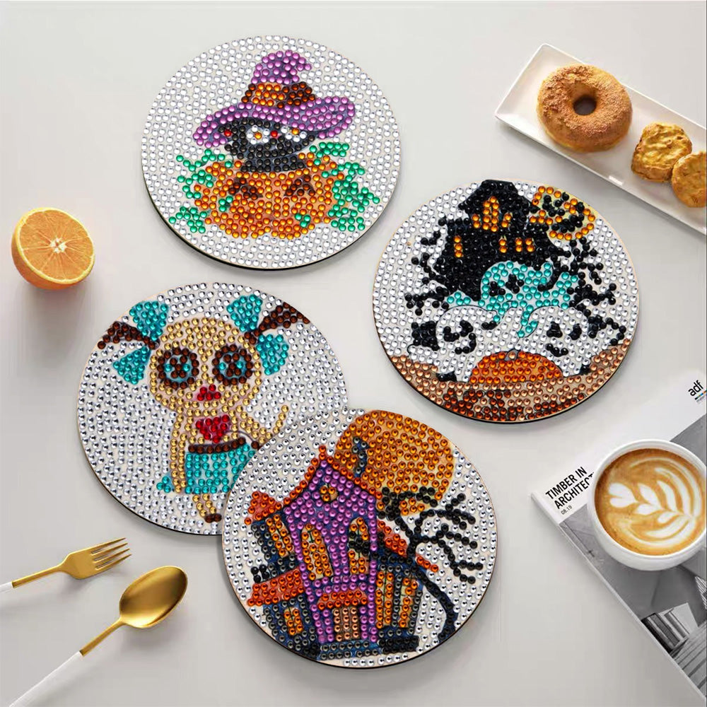 DIY Halloween B Diamond Painting Coasters