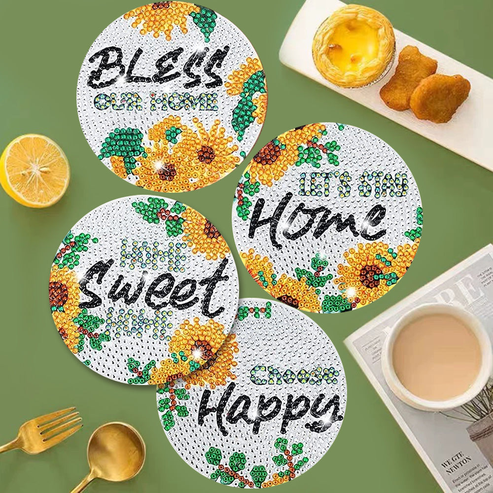 DIY Flower E Diamond Painting Coasters