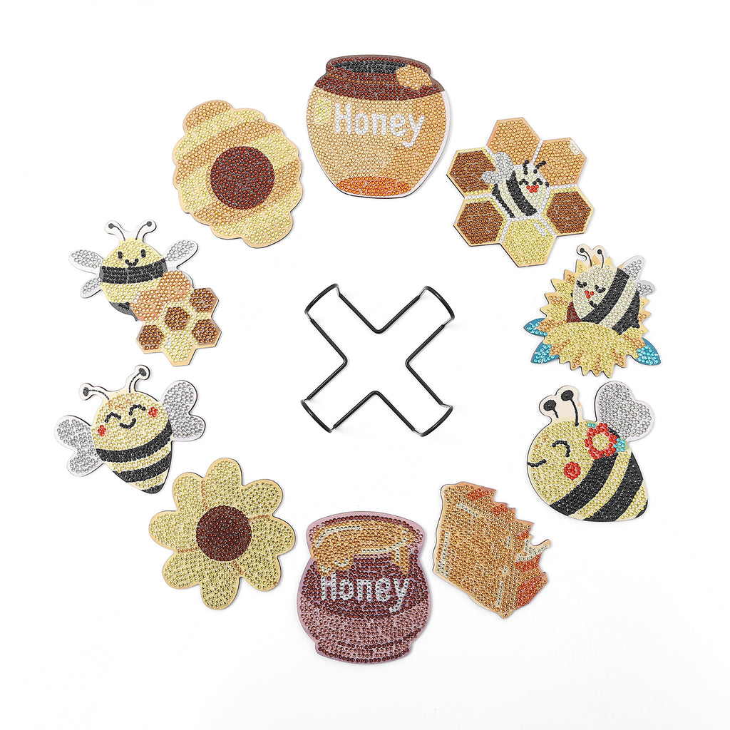 DIY Honeybee Diamond Painting Coasters