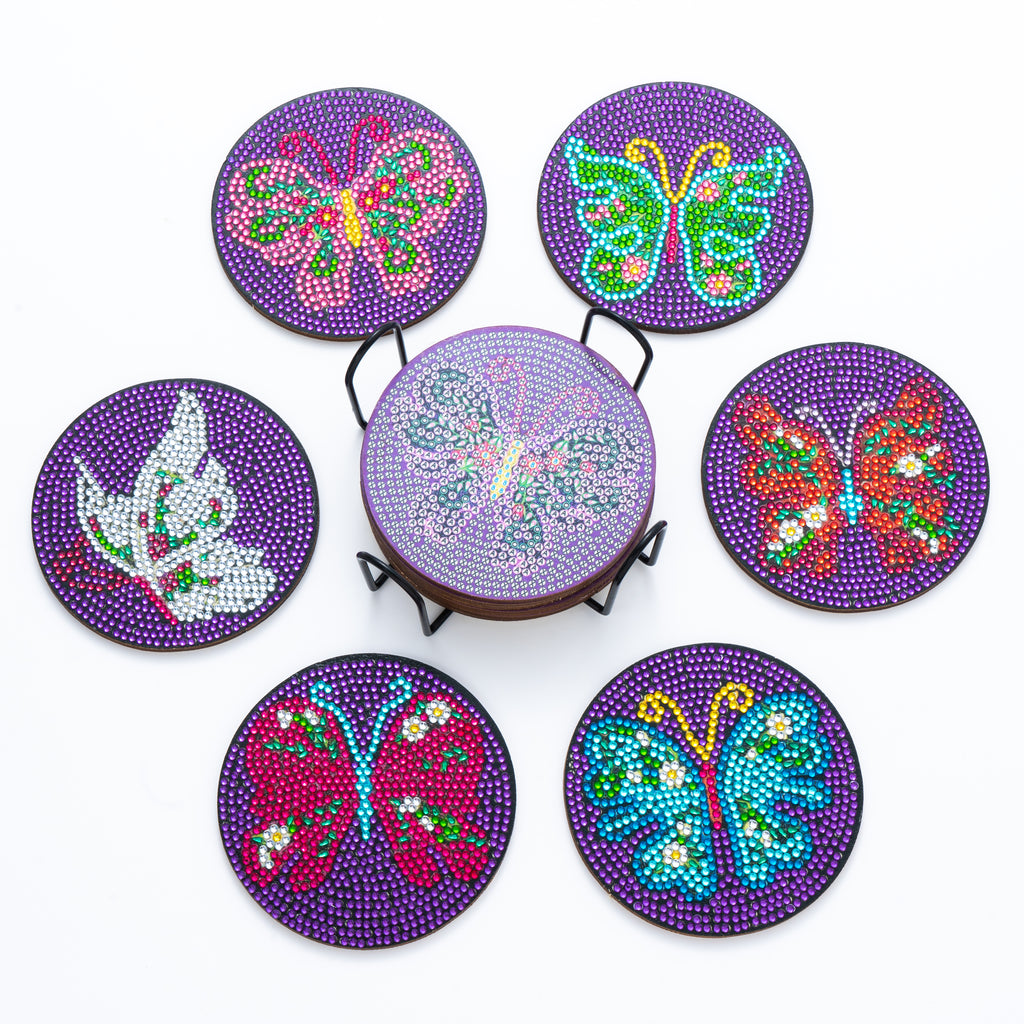 DIY Butterfly F Diamond Painting Coasters