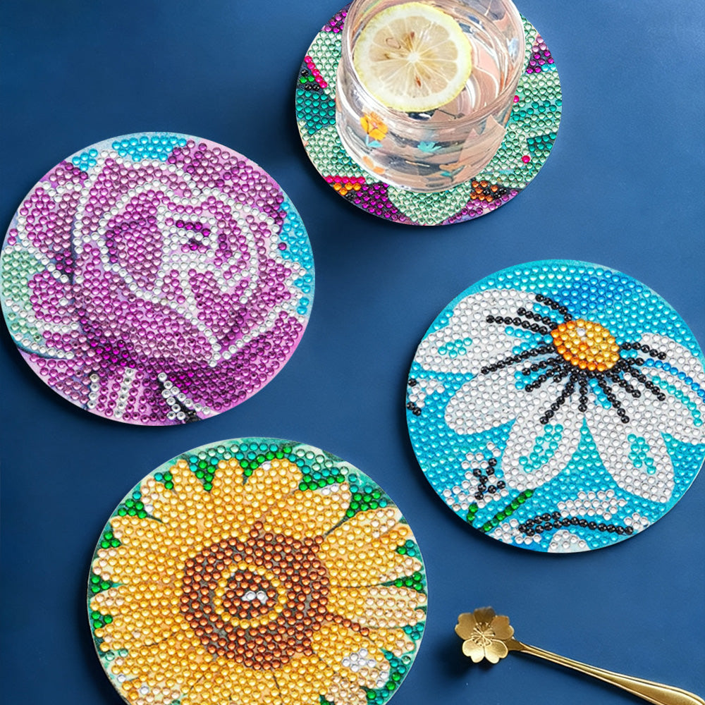 DIY Flower A Diamond Painting Coasters